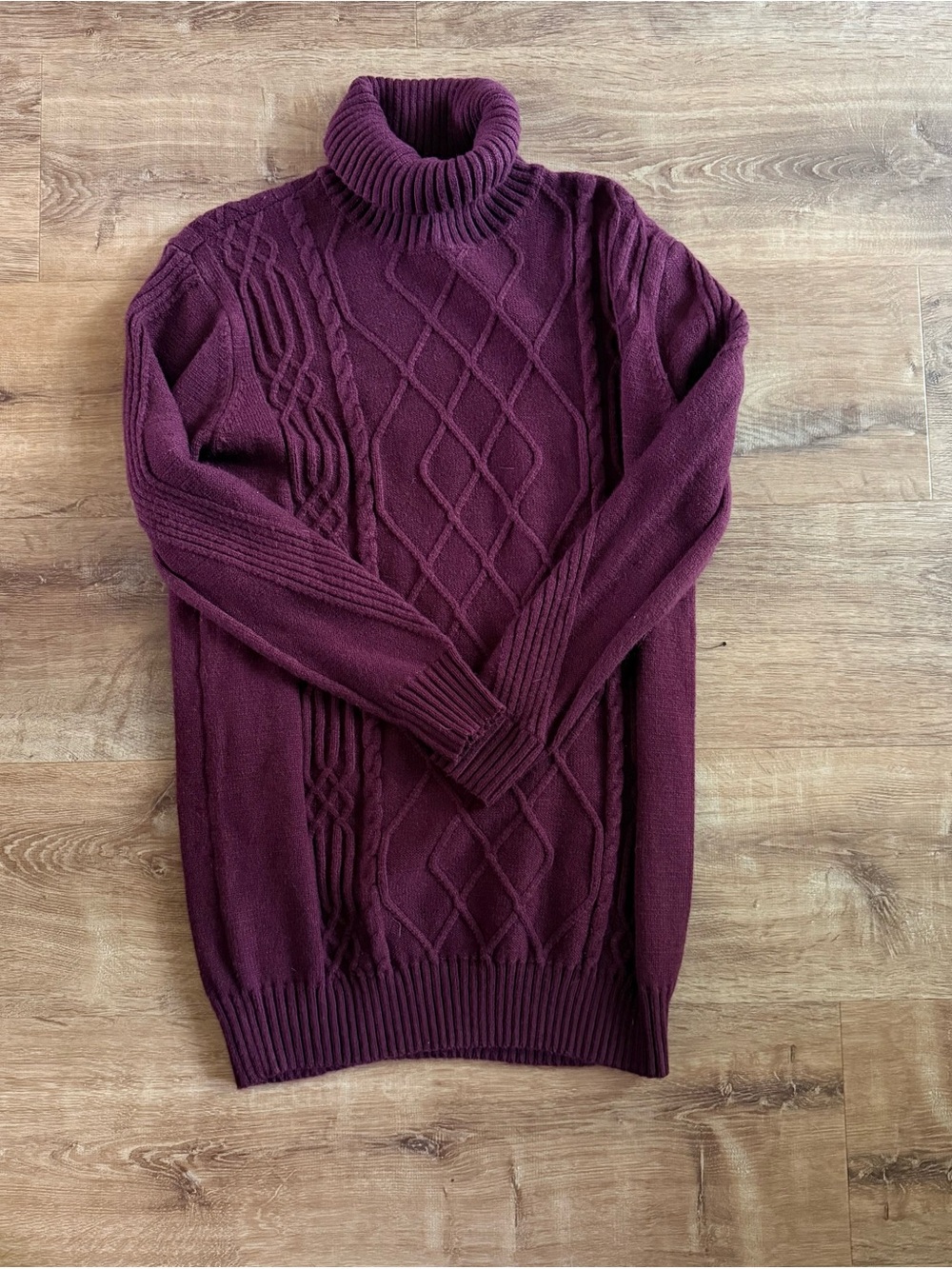 Lulu's Deep Plum Cable Turtleneck Sweater Dress